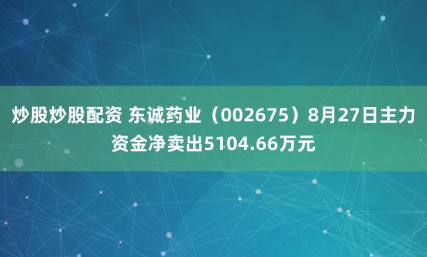 炒股炒股配资 东诚药业（002675）8月27日主力资金净卖出5104.66万元